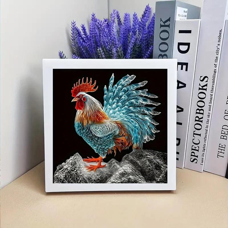 Rooster Pattern DIY Diamond Art Painting Without Frame, DIY 5D Diamond Arts Painting Kit, Wall Art Decor For Home Living Room Bedroom