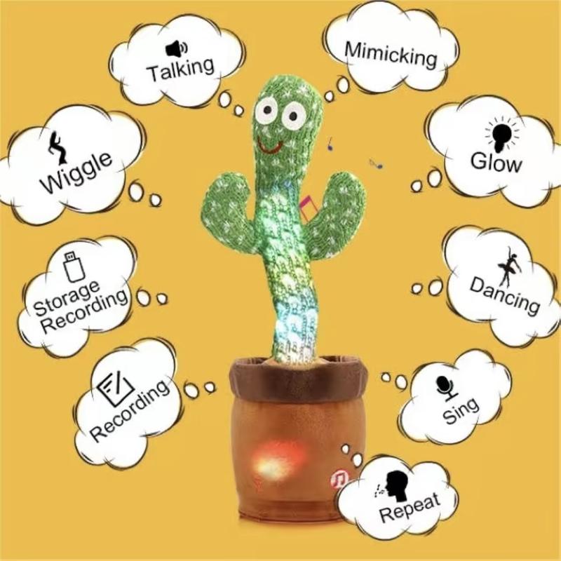 Dancing Cactus, Colorful Glowing Talking Cactus Toy, Repeating What You Say Cactus Toys Cactus Plush Eletronic Toys Funny Creative Toy,dog toys plain universal