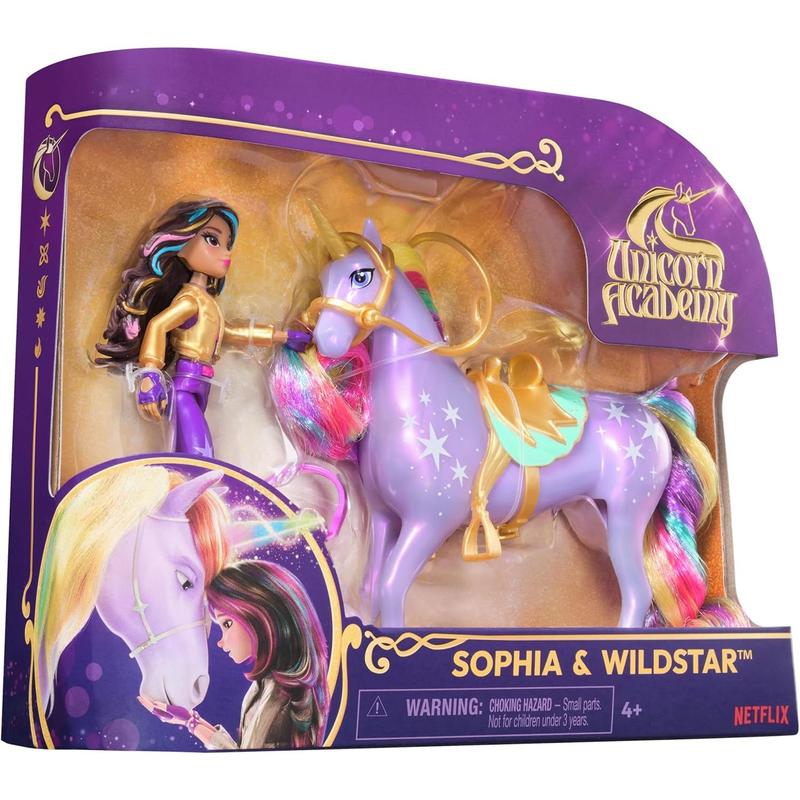 Unicorn Academy, Sophia & Wildstar Set with 2 Riding Accessories & Hair Styling Tool, Dolls & Unicorn Toys for Girls Ages 4 and up