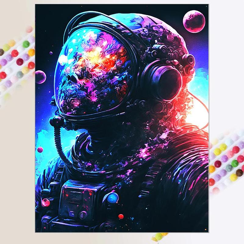 Astronaut Pattern Diamond Arts Colorful Painting Kit without Frame, 5D Diamond Arts Crafts Kit, Wall Art Decorations for Living Room Bedroom