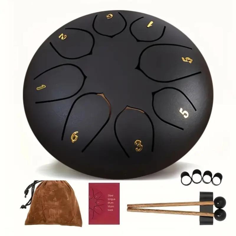 6 Inch 8 Note Steel Tongue Drum Set, 1 Set Steel Tongue Drum with Mallets & Finger Cover & Storage Bag, Musical Instrument for Meditation, Yoga & Camping