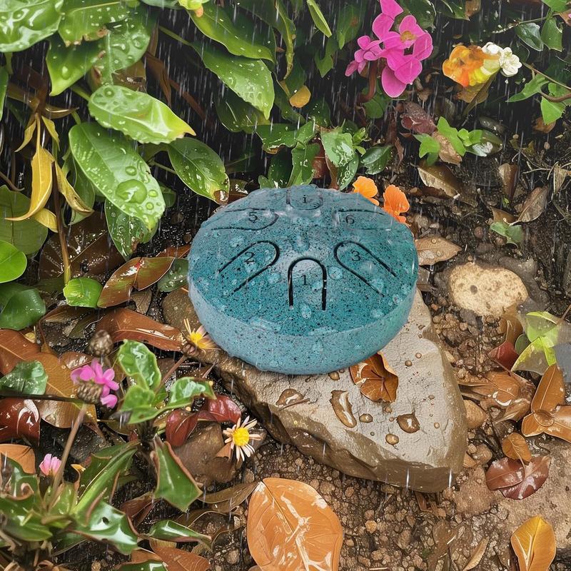 Rain Drum for Outside Garden - Upgraded Non Waterlogging Rain Drum for Outside when It Rains, 3 Inches 6 Notes Steel Tongue Drum Rain Chime, Mini Outdoor Rain Drum Instrument(Malachite)