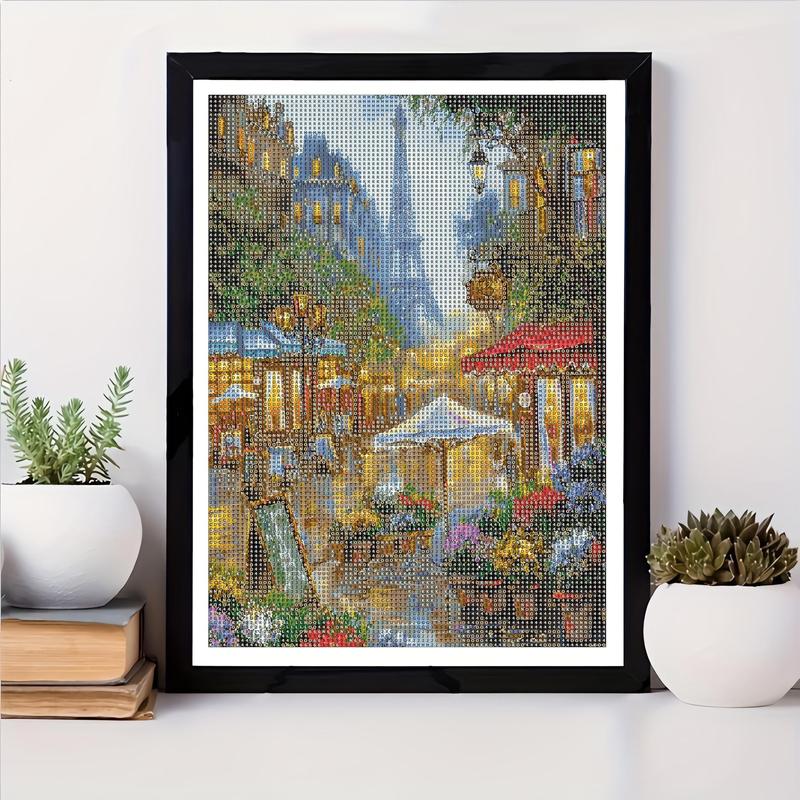 Paris Flower Market Pattern DIY Diamond Arts Colorful Painting Kit without Frame, DIY 5D Diamond Art Embroidery Kt, Wall Art Decor for Home