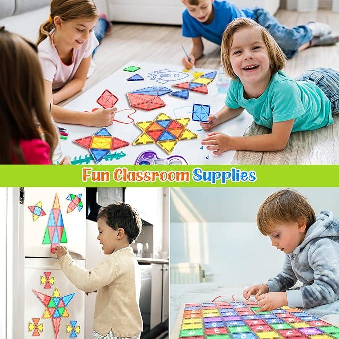 103 PCS Magnetic Building Tiles Set, Magnetic Tiles Kids Toys for Toddler Magnetic Blocks Building Toys Preschool Learning Sensory Montessori Toys for 3+ Year Old Boys and Girls, Safe Creativity Toddler Kids Toys magnetic building house building