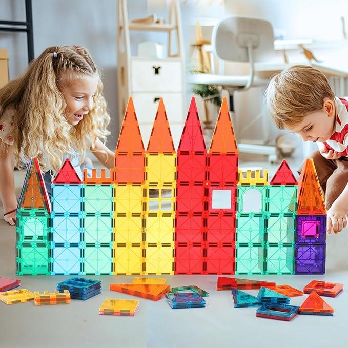 103 PCS Magnetic Building Tiles Set, Magnetic Tiles Kids Toys for Toddler Magnetic Blocks Building Toys Preschool Learning Sensory Montessori Toys for 3+ Year Old Boys and Girls, Safe Creativity Toddler Kids Toys magnetic building house building