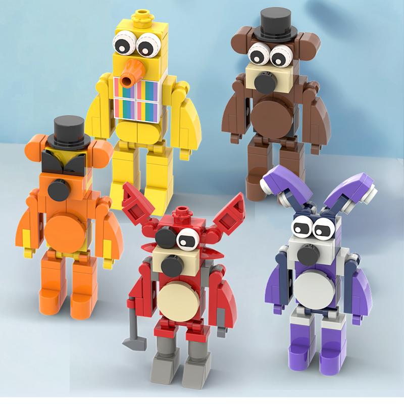 FNAF Five Nights Security Breach Building Block Toy 5 in 1, Fazbear Freddy Fighting Monster Action Figure DIY Model Toys,Suitable for 6+ Adults Boys Girls Halloween Gift