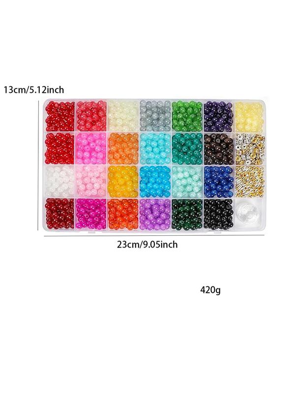 25 Color 28 Grids 6mm Beaded Kit, 1 Box DIY Jewelry Making Kit, Boho Style Beaded Kit for Bracelet Necklace Earrings Making