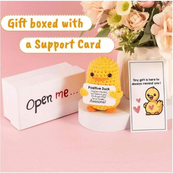 Funny Positive Potato Crochet Gift Set with Emotional Support Positive Card for Desktop Decorations and Birthday Party Gifts