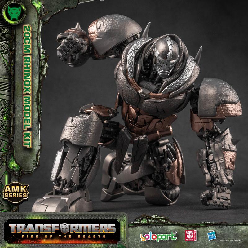 Transformers Toys: Rhinox Action Figure (with Optimus Prime's Weapon) - Rise of the Beasts - 7.87 Inch Pre-assembled Model Kit from the YOLOPARK AMK Series