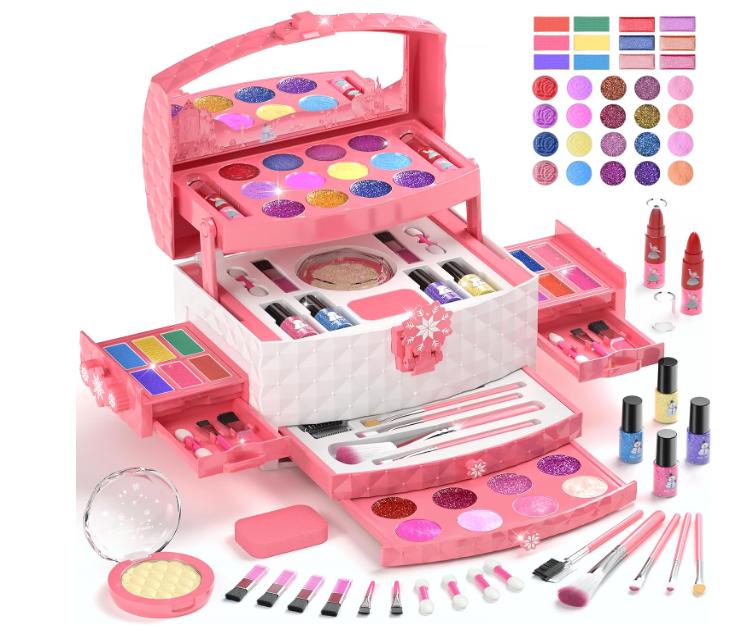 Girl 56 Pcs Washable Real Makeup Kit Girl Gift for 3-12