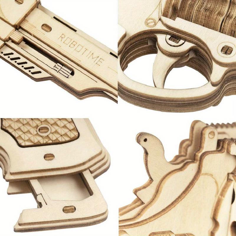 Robotime ROKR 3D Multi-Player Revolver Wooden Puzzle - Intricately Crafted DIY Building Toy with 3D Wood Targets - Unique Gift foe children LQ401