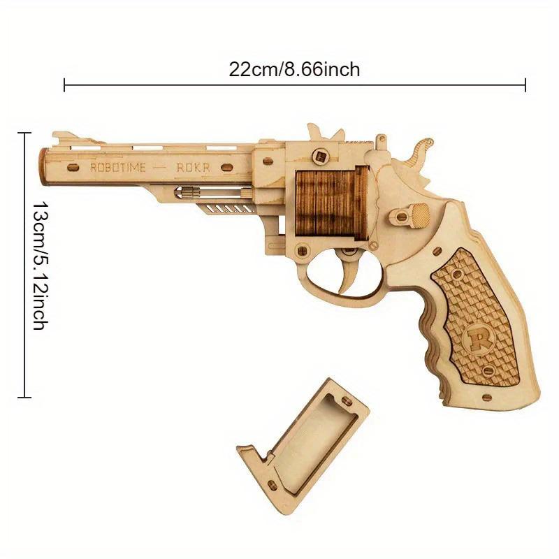 Robotime ROKR 3D Multi-Player Revolver Wooden Puzzle - Intricately Crafted DIY Building Toy with 3D Wood Targets - Unique Gift foe children LQ401