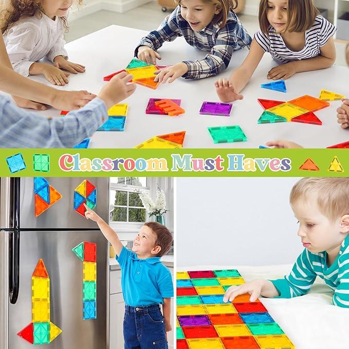 103 PCS Magnetic Building Tiles Set, Magnetic Tiles Kids Toys for Toddler Magnetic Blocks Building Toys Preschool Learning Sensory Montessori Toys for 3+ Year Old Boys and Girls, Safe Creativity Toddler Kids Toys magnetic building house building