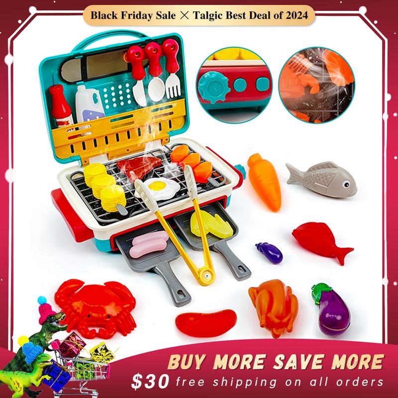 TALGIC BBQ Cooking Kitchen Set, BBQ Grill Toy Set,  Color Changing Pretend Play, Little Chef Play,