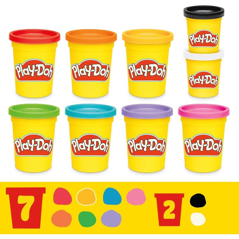 Play-Doh 9 Pack Favorite Color Set, Assorted Colors, 2 & 4 Ounce Modeling Compound Cans, Kids Arts & Crafts, Preschool Toys for 2 Year Old Girls & Boys & Up ( Exclusive)