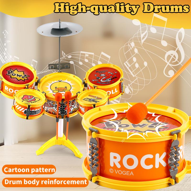 Toddler Drum Set with Chair - Mini Drum Toys with Stickers & Drumsticks for Kids 1-3 Years, Musical Learning & Gift for Boys & Girls