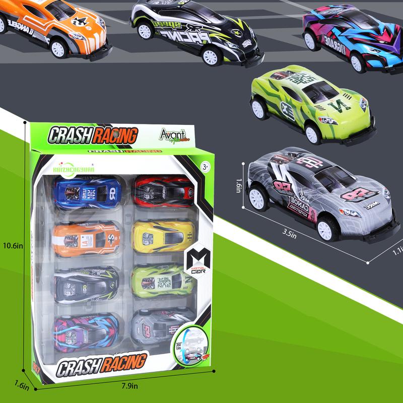 Set of 8 Toy Cars in 1:64 Scale, Collision-Flip Design, Pull Back Vehicles for All Ages, Perfect Gift for All ages and Collectors