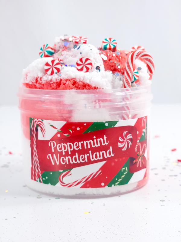 Peppermint Wonderland Christmas Slime - Cloud Dough Slime - Imagination Harvest Slime Shop