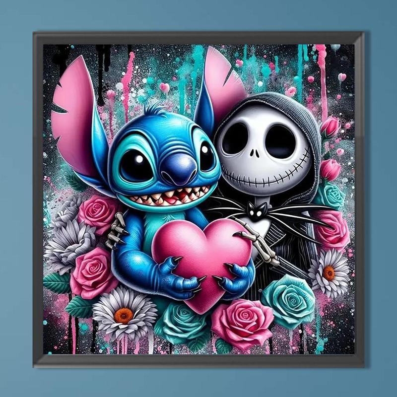 Stitch & Skull Pattern DIY Diamond Arts Colorful Painting Kit without Frame, DIY 5D Diamond Arts Colorful Painting for Bedroom Wall Decor