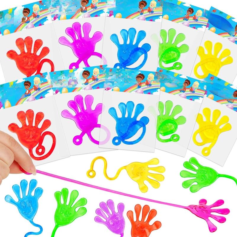 24 count Sticky Hands for Kids Party Favors Treat Gift Egg Filler Goodie Bag Stuffer Treasure Box Toy Classroom Carnival Prizes Student Mini Bulk Pinata Slap Hand Sensory Fidget Stretchy Toy Halloween