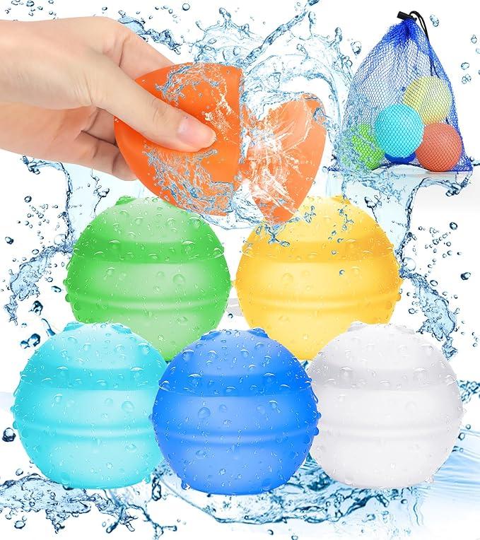 Fushigi ball children adults reusable water balloons, refillable water balloons Summer water toys Quick fill self-sealing silicone water balloons Outdoor pool toys Boys and girls with net bags summer water play partners