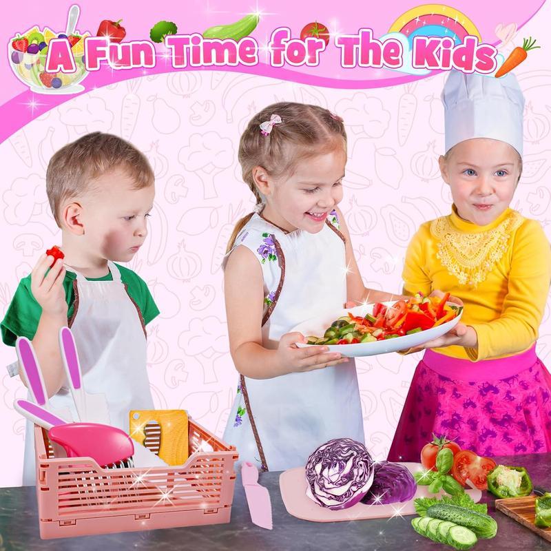 Girls Gifts Kids Knife Set for Real Cooking & Basket - Montessori Toys Kitchen Tools for Toddlers Kids Cooking Sets Real