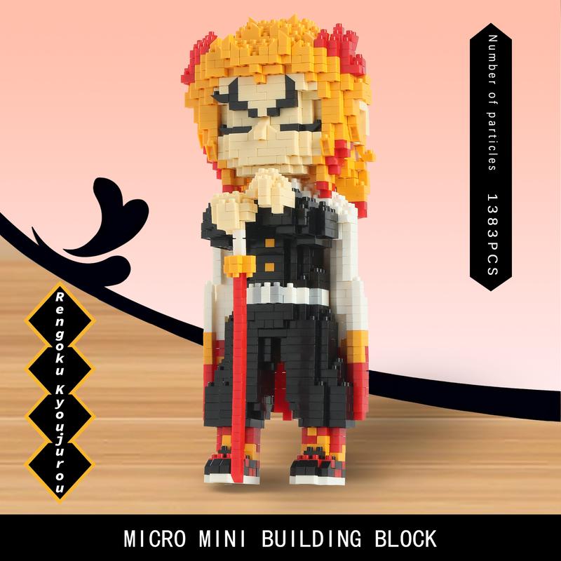 HI-REEKE Demon Anime Figure Slayer Tanjiro Rengoku Inosuke Micro Mini Building Block Toy building  blocks