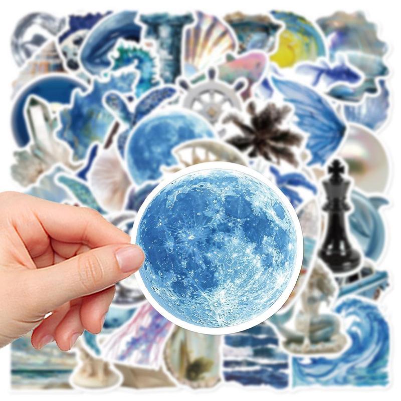 Ocean Series Graffiti Stickers (50pcs set), Self Adhesive DIY Decals with Storage Box, Decorative Sticker for Gift Greeting Card Laptop Phone