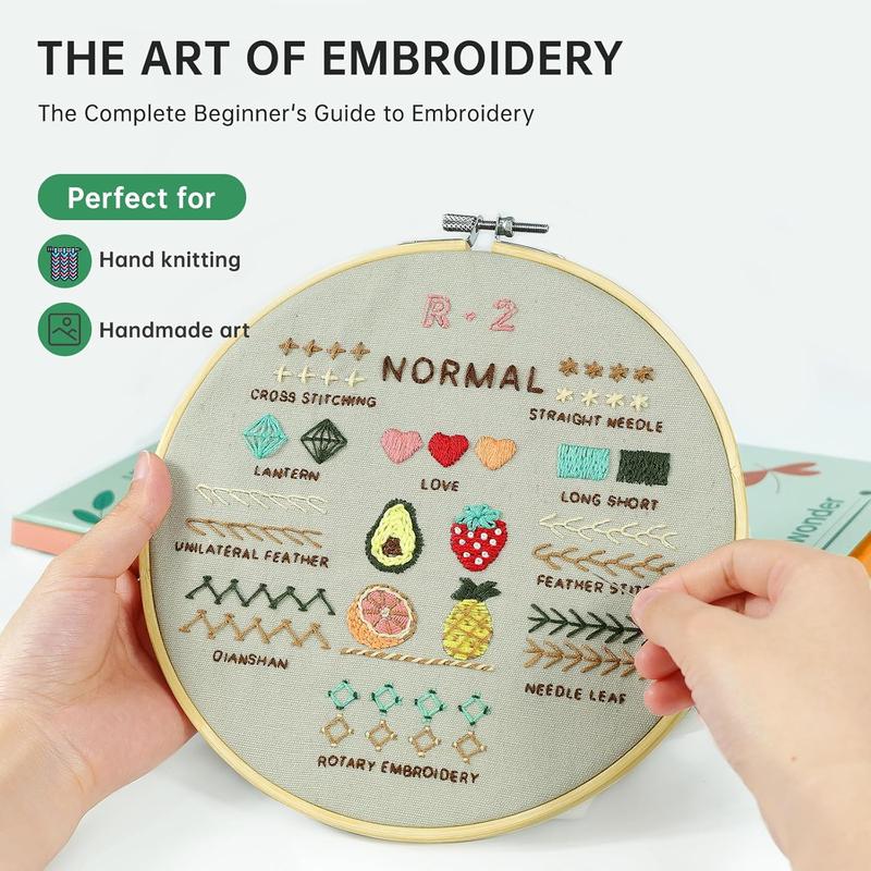 4 Stage Embroidery Kit for Beginners Adults, Easy to Learn 38 Different Stitches from Instruction & Video, Needlepoint Kits for Adults with Stamped Embroidery Patterns.