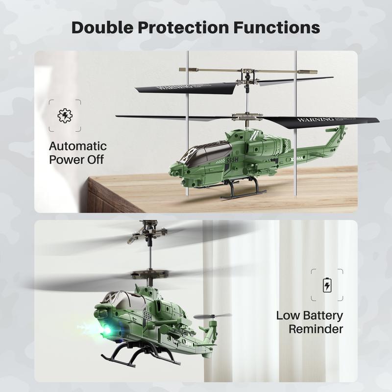 SYMA S55H RC Helicopter, AH-1 Cobra Attack Helicopter Replica Military, Remote Control Helicopter Toy for Boys and Girls with Cool Appearance Design, One Key Take Off Landing, LED Light RC helicopter for adults rc helicopter