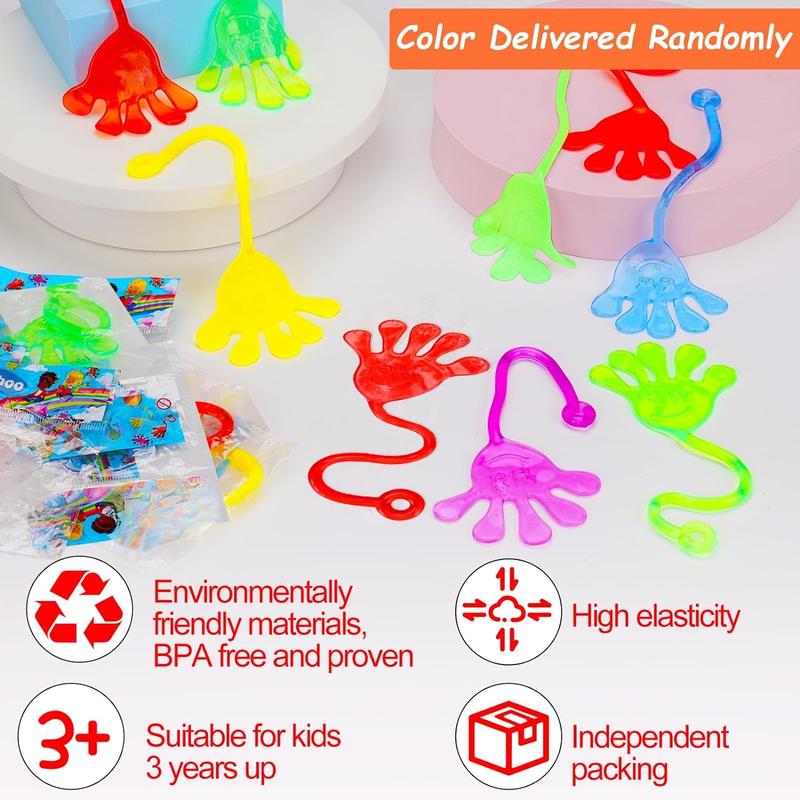 24 count Sticky Hands for Kids Party Favors Treat Gift Egg Filler Goodie Bag Stuffer Treasure Box Toy Classroom Carnival Prizes Student Mini Bulk Pinata Slap Hand Sensory Fidget Stretchy Toy Halloween