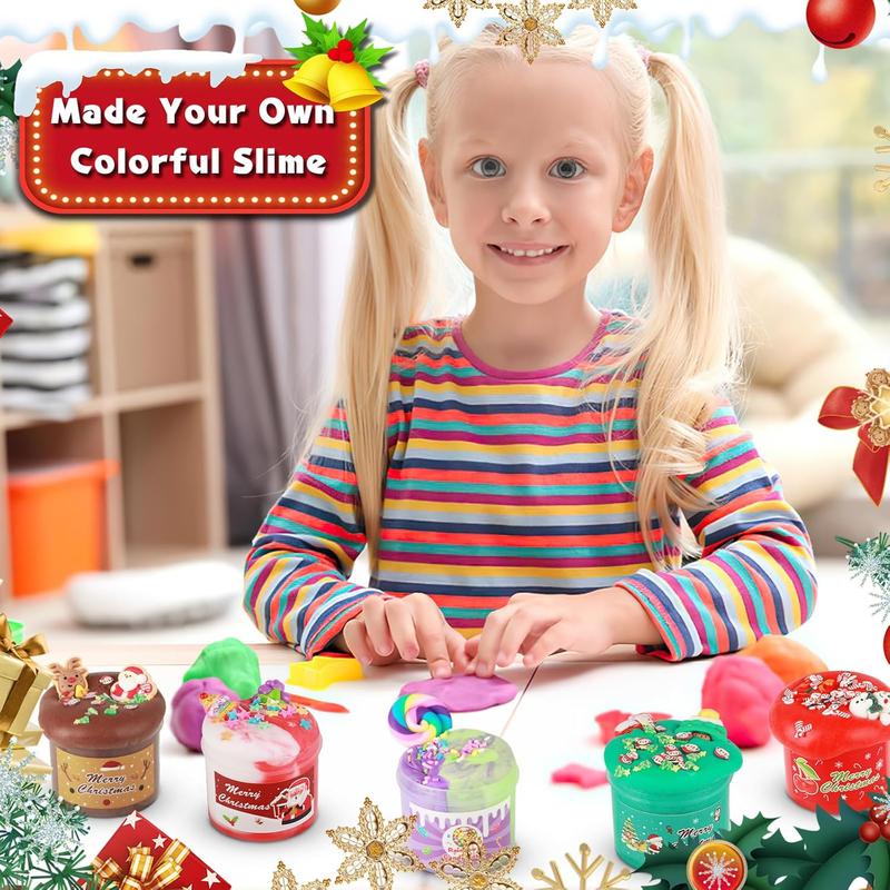 Slime Christmas Countdown Calendar with 24 Fluffy Slimes and Charm Toys