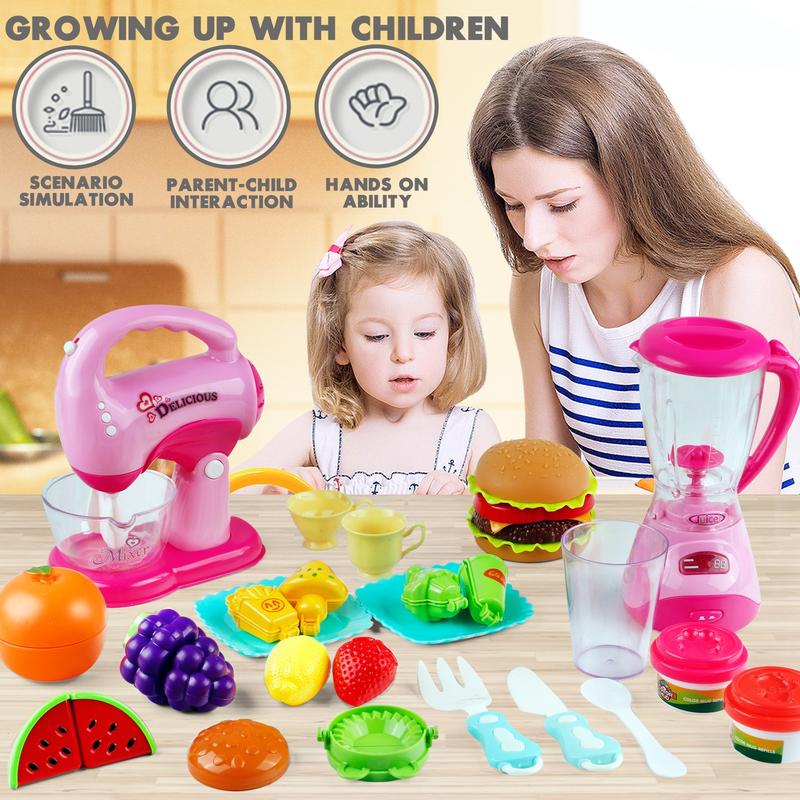 Children's Home Appliance Toy Set for Girls, Featuring Juicer, Vacuum Cleaner, Washing Machine, Sewing Machine, Iron, Refrigerator, Oven, and Mixer