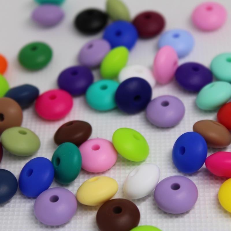 Silicone Lentil 12mm Multicolor 50 Count Bag Pen Beading Crafting Jewelry Making Wristlet