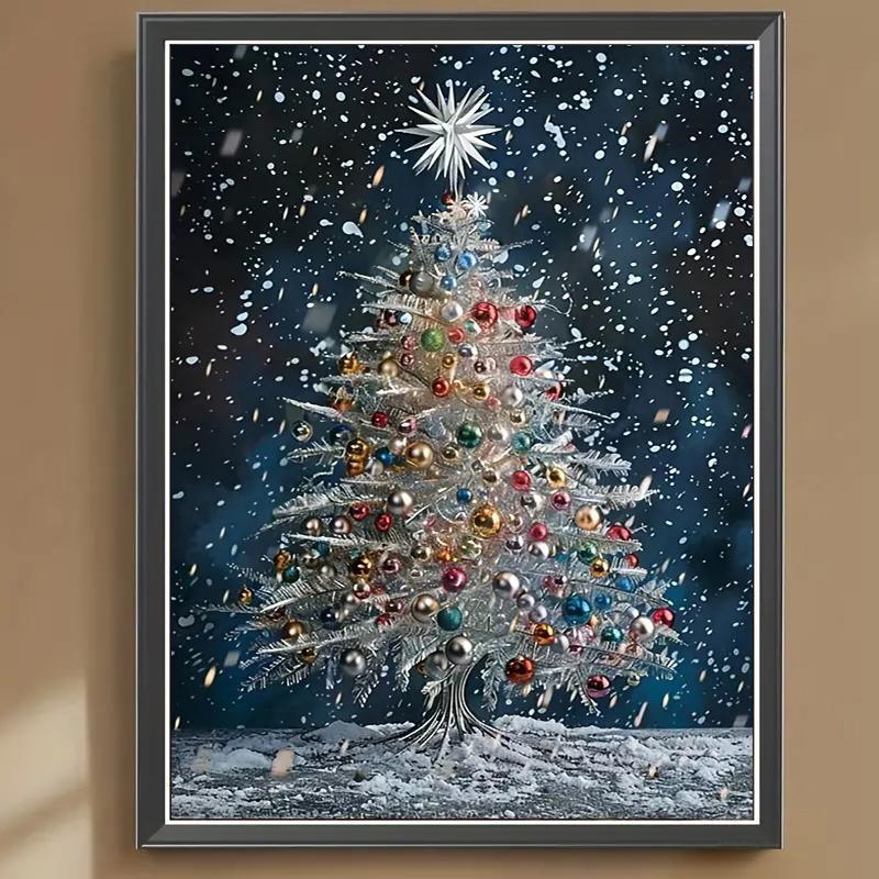 Christmas Tree Pattern DIY Diamond Arts Colorful Painting Kit without Frame, DIY 5D Diamond Arts Colorful Painting Kit, Wall Art Decor for Home Bedroom, Christmas Gift