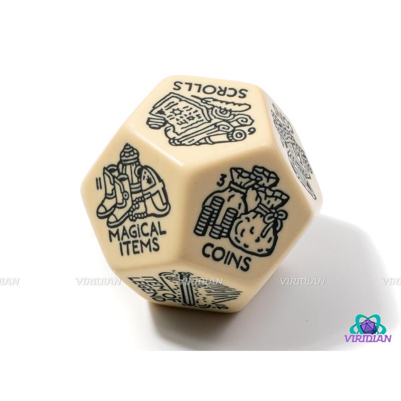 Treasure Generator Die | Random D&D Loot Reward Trove Dice, 30mm | Giant Acrylic D12 (1)