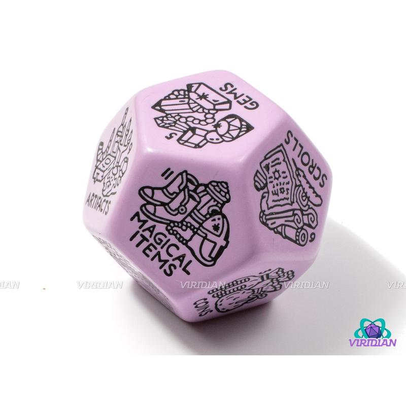 Treasure Generator Die | Random D&D Loot Reward Trove Dice, 30mm | Giant Acrylic D12 (1)