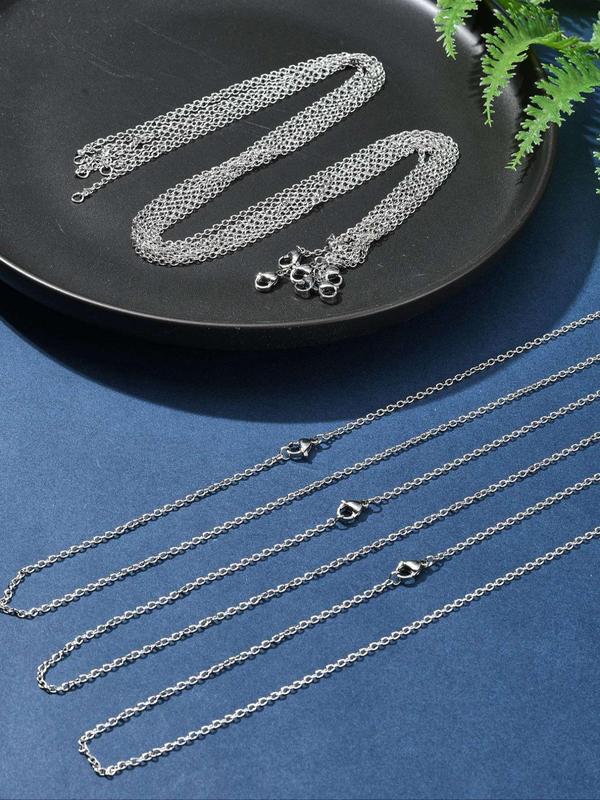 20pcs Stainless Steel Minimalist Necklace, Cable Chains with Lobster Clasps for Diy Jewelry Making, Trendy All-match & Exquisite Diy Jewelry