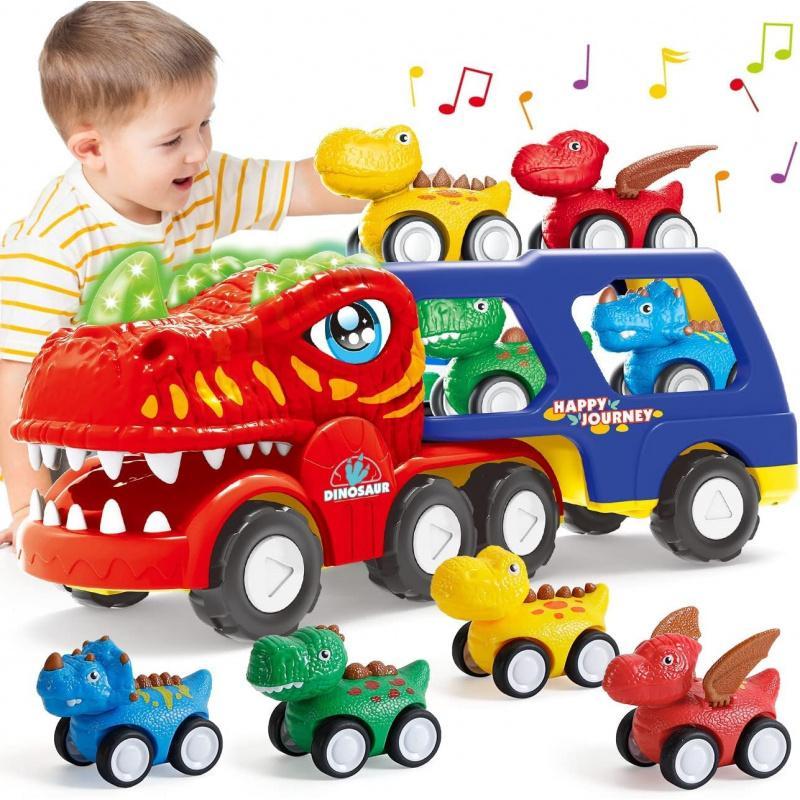 Dinosaur Design Monster Truck Toy, 5 Counts set Pull Back Cars for Toddlers, Birthday Gifts for Boys & Girls, Thanksgiving Christmas Gift Set