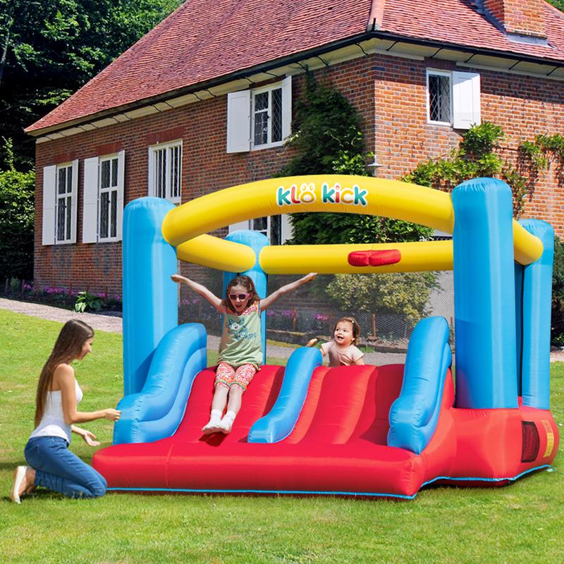 Birthday Present, Bounce House with Blower for Kids 3-6, Indoor Outdoor Bouncy House, Inflatable Bouncer with Double Slides, Basketball Hoop and Lagre Bounce Area, for Party, for 4 Kids (Red)