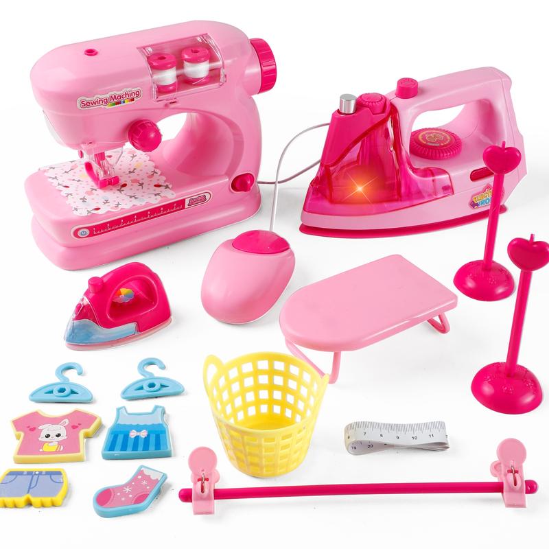 Children's Home Appliance Toy Set for Girls, Featuring Juicer, Vacuum Cleaner, Washing Machine, Sewing Machine, Iron, Refrigerator, Oven, and Mixer