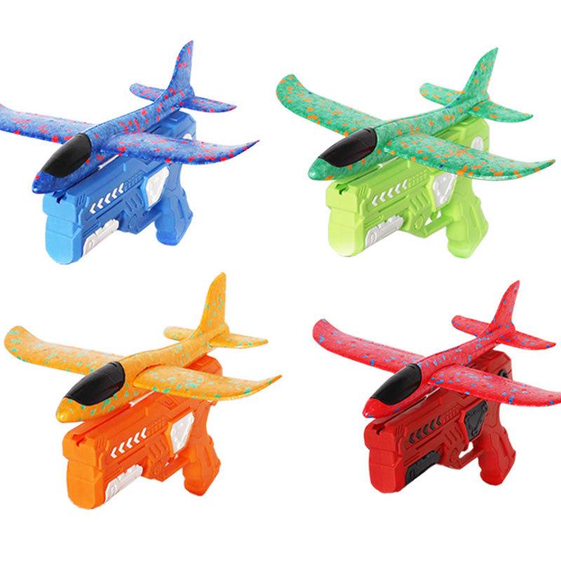 Airplane Shooter Toy, 1 Count Bubble Plane Launcher with 1 Count Random Color Aircraft, Outdoor Shooting Toy for Kids Boys and girls catapult airplane gun mode