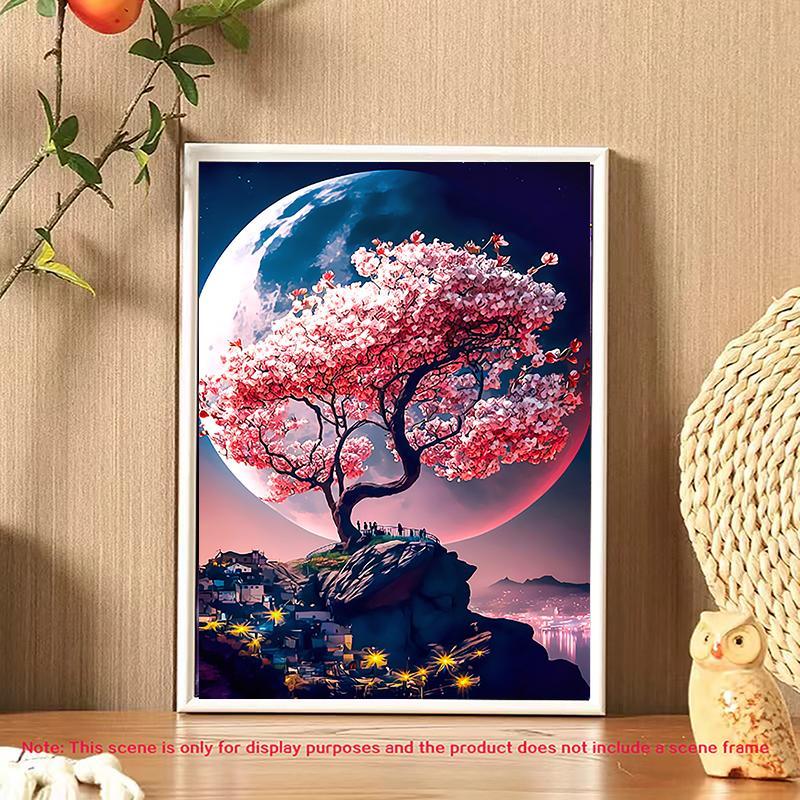 5D DIY Diamond Arts Colorful Painting Kit, Sakura Tree Pattern Diamond Arts Colorful Painting without Frame, DIY Decor Painting for Bedroom