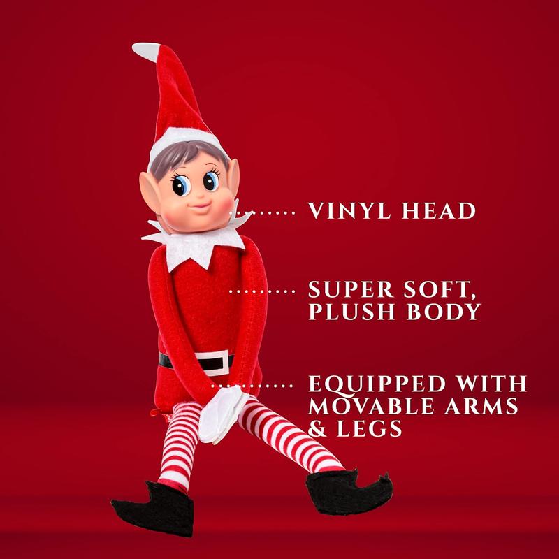 Christmas Elf Behaving Badly Plush Toy | Elfette Novelty Long Bendy Naughty Girl Christmas Doll | 12 Inches Red Velvet