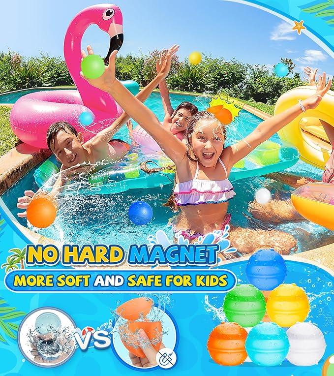 Fushigi ball children adults reusable water balloons, refillable water balloons Summer water toys Quick fill self-sealing silicone water balloons Outdoor pool toys Boys and girls with net bags summer water play partners