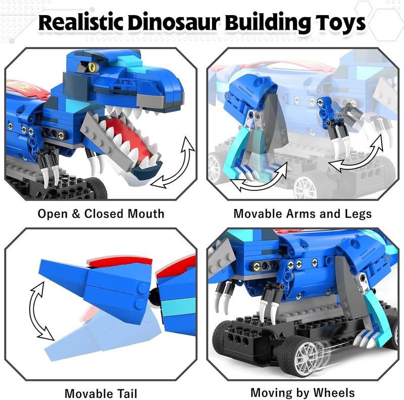 Dinosaur Toys for Kids 8-12 Jurassic Building Kits for Boys 6 7 8 9 10 11 12 + Year Old 343 count Remote Control STEM Projects Building Toys Blocks Sets Educational Birthday Gift for Kid 5-7 8-12