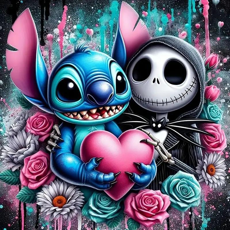 Stitch & Skull Pattern DIY Diamond Arts Colorful Painting Kit without Frame, DIY 5D Diamond Arts Colorful Painting for Bedroom Wall Decor