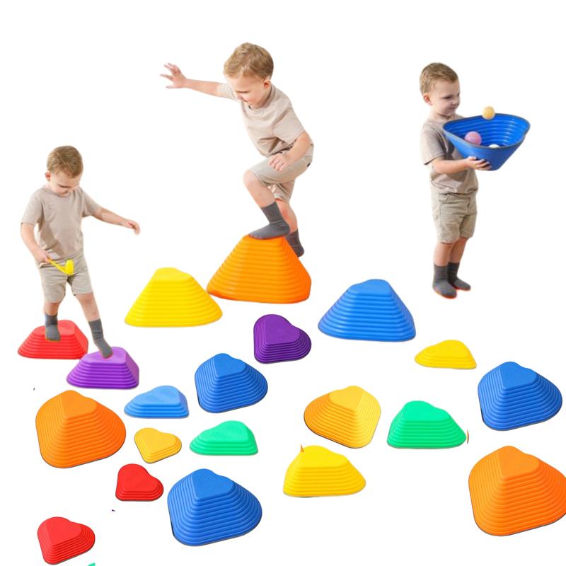 12 25 Heart-Shaped Sensory Stepping Stones，Promote Coordination and Strength Child Safe Rubber Outdoor and Indoor, Non-Slip Side Sensory Stepping Stones, Indoor and Outdoor Play Equipment Set,River Rock Toys to d der christmas 2024 ornament