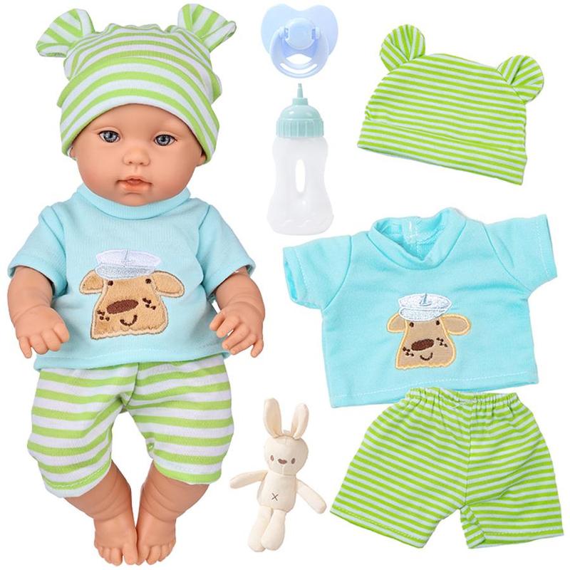 12 Inch Lifelike Newborn Doll, Realistic Faux Doll With Clothes, Pacifier, Bottle, Rabbit Doll, Soft Squeezable Body, Suitable for Gifts