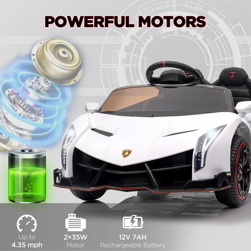 12V Licensed Lamborghini Veneno Ride On Car w Remote Control, Scissor Doors, LED Lights, Rocking & Music, Battery Powered, Multiple Colors